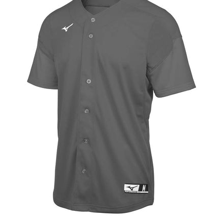 Camiseta de béisbol Mizuno Youth Aerolite con botones completos, carbón, mediana