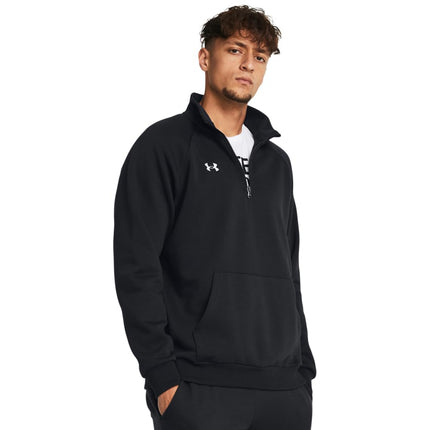 Under Armour Men's Rival Fleece Quarter Zip Sweatshirt, (001) Black / / White, M
