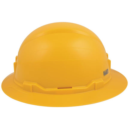 Klein Tools 60489 Hard Hat, Non-Vented Full Brim Style, Padded Self-Wicking Odor-Resistant Sweatband, Tested up to 20kV, Yellow