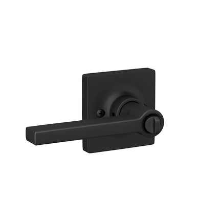 Lock Scout Straight Lever with Square Trim Bedroom and Bathroom Door Handle, Matte Black Finish