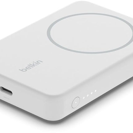 Belkin 5000 mAh Magnetic Wireless Power Bank Portable Charger Compatible with MagSafe with Pass-Thru Charging, 7.5W Output, 10W Input White