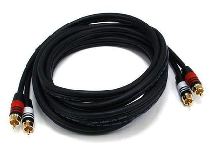 Monoprice Premium 2 RCA Plug/2 RCA Plug Cable - 1.83M (6ft) - Black, M/M, 22AWG Conductor, Gold Plated Connector