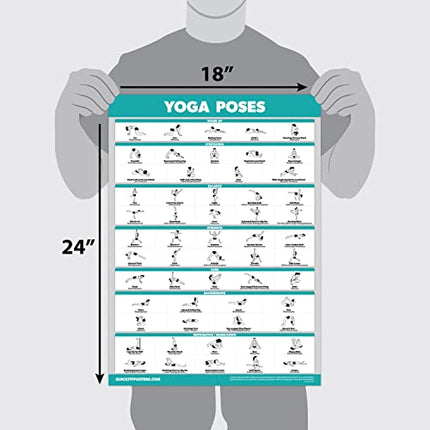 Affiche d'exercices de positions de yoga Palace Learning - Tableau des poses de yoga Asana - Plastifiée, 18" x 24"