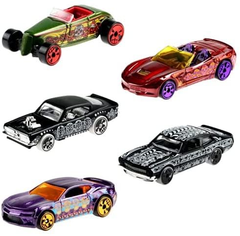 Hot Wheels 2023 Día de Los Muertos Halloween Complete 5‑Car Set - Die‑Cast Metal, 1:64 Scale, Ages 3+