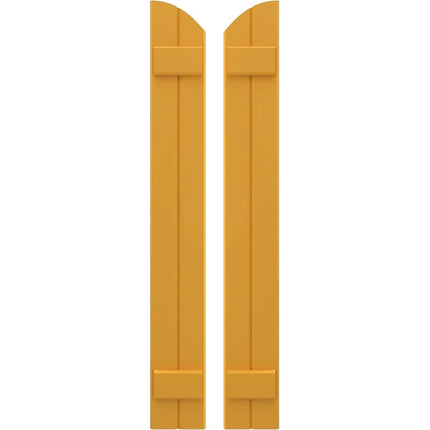 Ekena Millwork ARW101BE207X34TUH Americraft Two 2 Exterior Real Wood Joined Board-n-Batten Shutters w/Elliptical Top (Per Pair), 7"W x 34"H, Turmeric