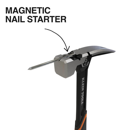 Klein Tools H80918S Smooth Face Framing Hammer with Straight Claw, 18-Ounce Forged Steel, Magnetic Nail Starter and Extra-Large Squared Strike Face