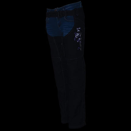 Milwaukee Leather Women's Textile Motorcycle Riding Chaps with Tribal Embroidery | SH1182-3X-Large