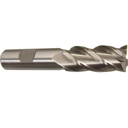 Fresa de extremo de acero de alta velocidad serie DWCF de Drill America, acabado pulido, 4 flautas, extremo cuadrado, 1-1/2" de longitud de corte, 3/8" de diámetro de corte, 3-1/4" de longitud, 3/8" de vástago (Paquete de 1)