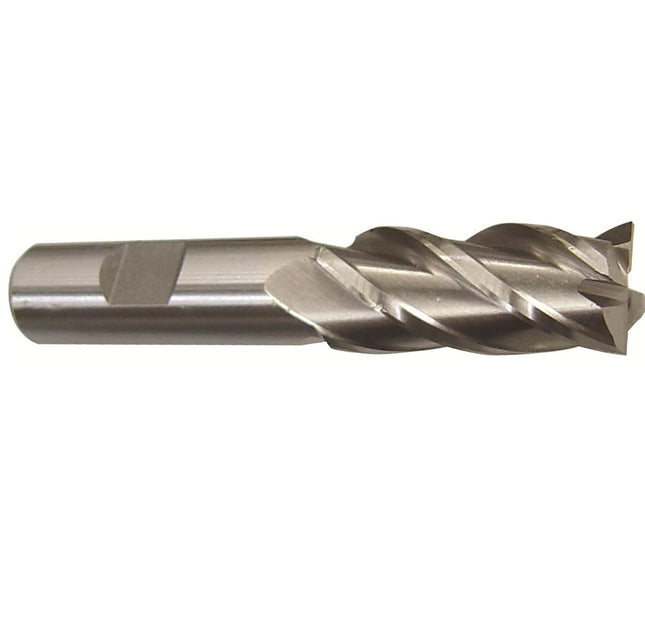 Drill America DWCF322 DWCF Series High-Speed Steel End Mill, Polished Finish, 4 Flute, Square End, 1-3/8" Cutting Length, 5/8" Cutting Diameter, 3-3/8" Length, 1/2" Shank (Pack of 1)
