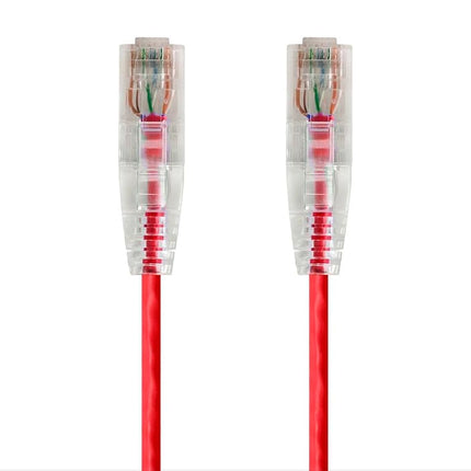 Monoprice SlimRun Cat6 Ethernet Patch Cable - Network Internet Cord - RJ45, Stranded, 550Mhz, UTP, CMR, Riser Rated, Pure Bare Copper Wire, 28AWG, 5ft, Red