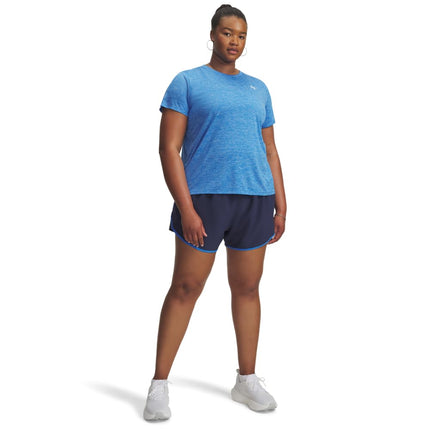 Under Armour Womens Fly by Shorts, (403) Washed Navy/Blue Atlantis/Reflective, 3X