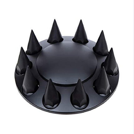 United Pacific 10341 Axle Hub Cover, Front, Matte Black, Dome, with 33mm Spike Thread-On Nut Cover