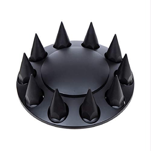 United Pacific 10341 Axle Hub Cover, Front, Matte Black, Dome, with 33mm Spike Thread-On Nut Cover