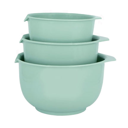 Saladiers Glad avec bec verseur, lot de 3 | Conception gigogne pour un gain de place | Antidérapants, sans BPA, en plastique lavable au lave-vaisselle | Accessoires de cuisine et de pâtisserie, vert sauge