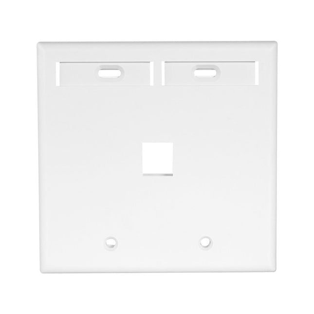 Leviton 42080-1WP 1-Port Dual Gang QuickPort Wallplate with ID Windows, White