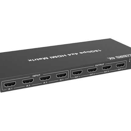 Monoprice Blackbird 4K 4x4 HDMI Matrix, 18G, 4K@60Hz, YCbCr 4:4:4, EDID, 4K to 1080p Downscaler, IR, HDR, HDR10, HDR10+, Black (143623)
