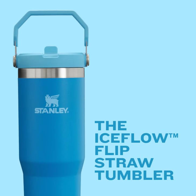 Vaso Stanley IceFlow 2.0 con tapa giratoria, pajita abatible y asa, acero inoxidable aislado, resistente a fugas, sin BPA, 591 ml, Prado