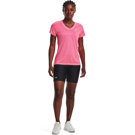 Camiseta de cuello en V de manga corta Under Armour UA Twist Tech™ para mujer, Pnp, 1258568-643, XS