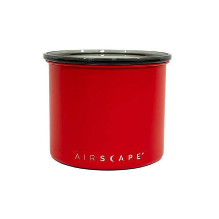 Planetary Design Airscape Stainless Steel Coffee Canister | Food Storage Container | US Patented Airtight Lid | Push Out Excess Air Preserve Food Freshness (Small, Matte Red)