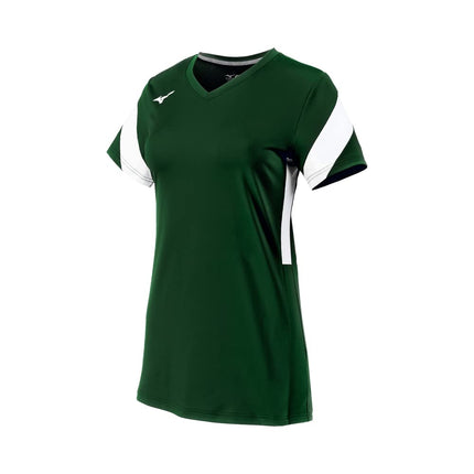 Mizuno Girls' Balboa 6 Short Sleeve Volleyball Jersey, Forest-White, M
