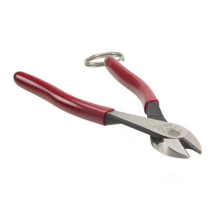 Klein Tools D228-8TT Pliers, Made in USA, Diagonal Cutting Pliers with High-Leverage Design and Tether Ring, 8-Inch