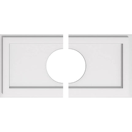 22"W x 11"H x 6"ID x 7 1/2"C x 1"P Rectangle Architectural Grade PVC Contemporary Ceiling Medallion, Two Piece