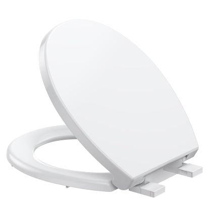 Tapa de inodoro redonda – Tapa de inodoro de 17" totalmente plana con liberación rápida, toda blanca | Ideal para aplicaciones de inodoros redondos, diseño de asiento de inodoro premium