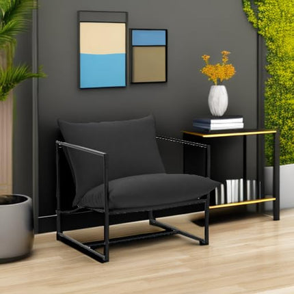 Zinus Aidan Sling Accent Chair Metal Frame Foam Black