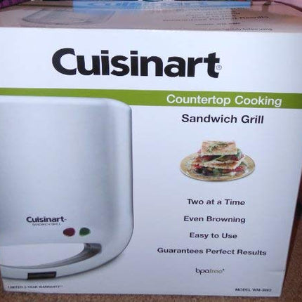 CUISINART WM-SW2 Parrilla eléctrica antiadherente para sándwiches dobles, plateada