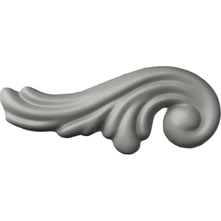 Ekena ONL03X01WA-L 3 W x 1 5/8" H x 1/4" P Wakefield Leaf Scroll Onlay, Left, Primed