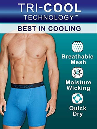Fruit of the Loom Men's Breathable Underwear, Long Leg Boxer Brief - Micro Mesh 3 Pack, M UK
