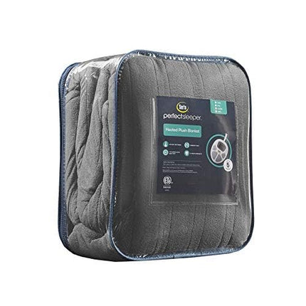 Serta Heated Blanket - Reversible Fleece to Sherpa Electric Blanket, Fast Heating, Auto Shut Off Timer, Multi Heat Setting, ETL Certified, Machine Washable, Grey King 90"x 100"