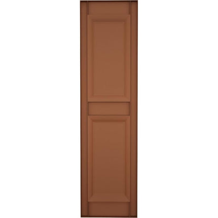 14.5 in. W x 37 in. H Builders Edge, TailorMade Two Equal Panels, Raised Panel Shutters, Includes Matching Installation Spikes (Per Pair), 471 - Treated Cedar