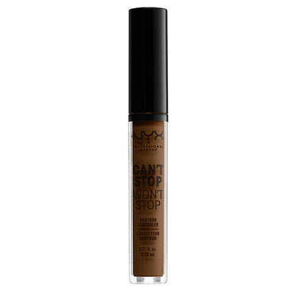 NYX Professional Full Coverage Concealer, 24 Hour Longevity, Can't Stop Won't Stop Contour Makeup Concealer, Matte Finish, Shine Control, Long Lasting, Vegan Formula, Shade: Walnut