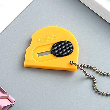 18 Pack Mini Portable Utility Office Keychain with auto Retractable Blade Pocket Knives Letter Opener Small Box Cutter(Yellow)