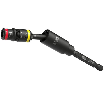 Klein Tools 32982 Impact Flip Socket Set with Swivel Adapter, 3-Piece, 25-Degree Swivel Head, 1/4 and 5/16-Inch Flip Socket, Impact-Rated