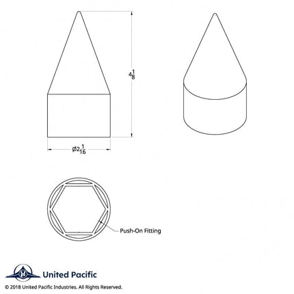 United Pacific 10770CB 1-1/2" X 4-1/8" Chrome Plastic Spike Nut Covers - Push-On (60 Pack)