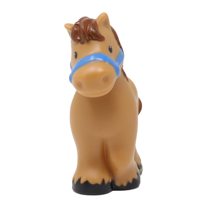 Pièce de rechange Fisher-Price pour la ferme Little People de collection (modèle CBG45) – Cheval marron de remplacement avec crinière et queue marron portant un licol bleu