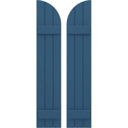Ekena Millwork ARW101BQ311X31HBH Americraft Three 2 Exterior Real Wood Joined Board-n-Batten Shutters w/Arch Top (Per Pair), 10 1/2"W x 31"H, Sojourn Blue