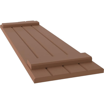 Ekena Millwork ARW101BE414X48BTH Americraft Four 2 Exterior Real Wood Joined Board-n-Batten Shutters w/Elliptical Top (Per Pair), 14"W x 48"H, Burnt Toffee