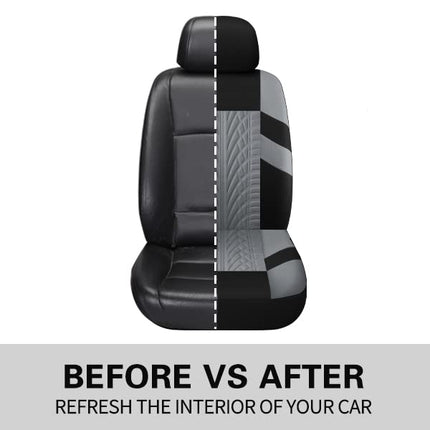 VarCozy Car Seat Covers Front Pair,Universal Cloth Front Seat Covers for Car,Breathable and Washable Seat Covers for SUV, Sedan, Van, Automotive Interior Covers, Airbag Compatible, Black&Grey
