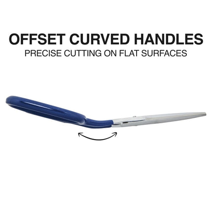 Klein Tools G718LRC Heavy-Duty Carpet Shear, Made in USA, 9-Inch Nickel-Plated Scissors with Offset Curved Handles, Carpet Installation, Fabric, Upholstery, Professional or DIY Usage