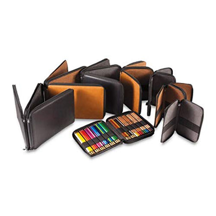 Global Art Materials 48-Piece Leather Pencil Case, Black, 72