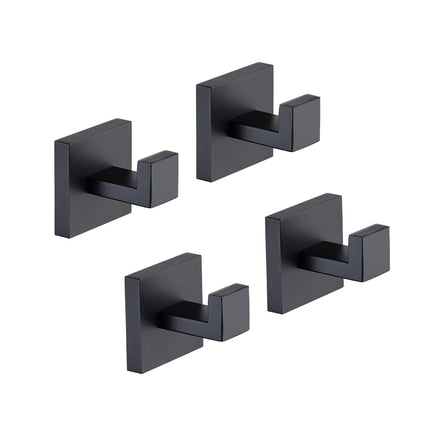 TASTOS Bath Towel Hooks Matte Black, 4 Pack Stainl