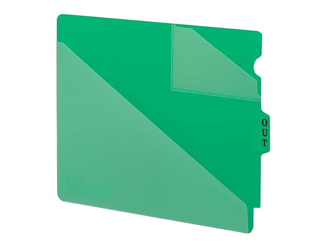 Guía Smead de poliéster con pestaña final, estilo dos bolsillos, pestaña de posición central, tamaño carta extra ancho, verde, 50 por caja (61962)