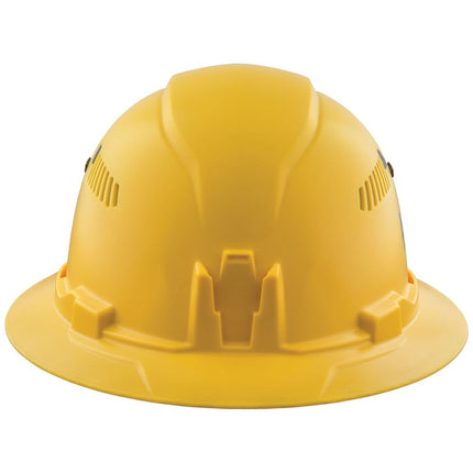 Klein Tools 60262 Hard Hat, Vented, Full Brim Style, Padded Self-Wicking Odor-Resistant Sweatband, Yellow