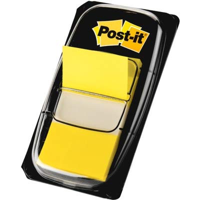 Post-it 680-YW2 Flags Value Pack, Yellow, 1 in. Wide, 50/Dispenser, 100 Flags