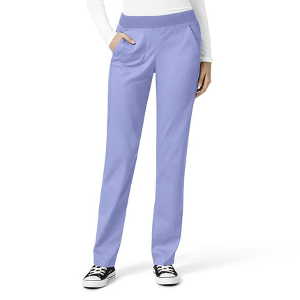 WonderWink 5419PCEILMDP PRO Women's Knit Waist Cargo Pant, Ceil Blue, Petite-M Size
