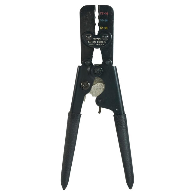 Klein Tools T1715 Insulated Crimper, Made in USA, Full Cycle Ratcheting, Insulated Terminals in Wires 22-16, 16-14, 12-10
