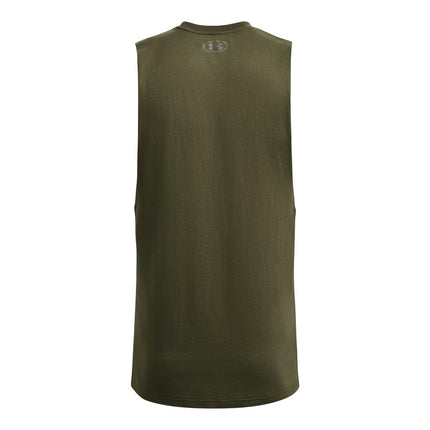 Under Armour Mens Left Chest Cut-Off Tank-Top Green S
